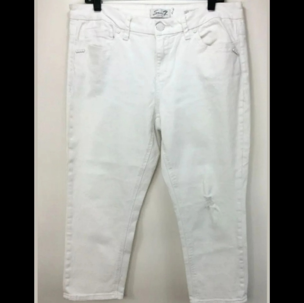Seven7 White Capris Jeans Easy Fit Size 12